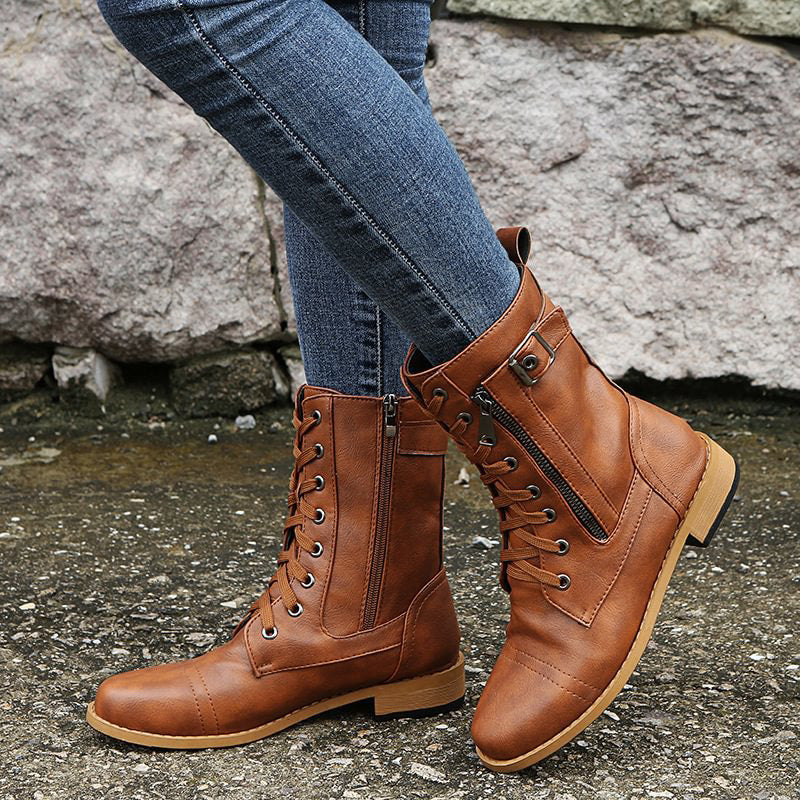Luvrefashion | Emma Lace Up Combat Boots in Brown - image 9