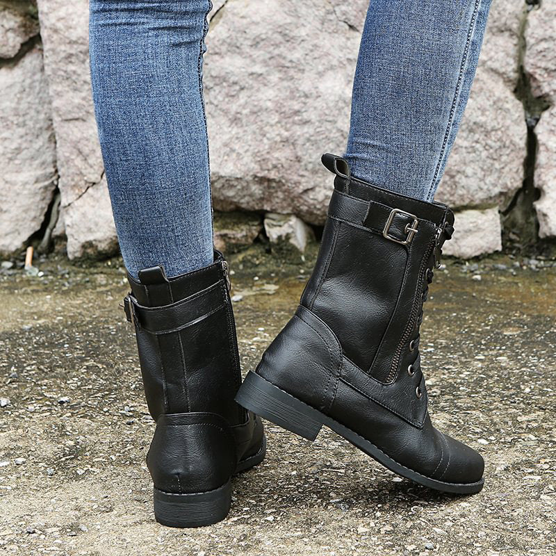 Luvrefashion | Emma Lace Up Combat Boots in Brown - image 13