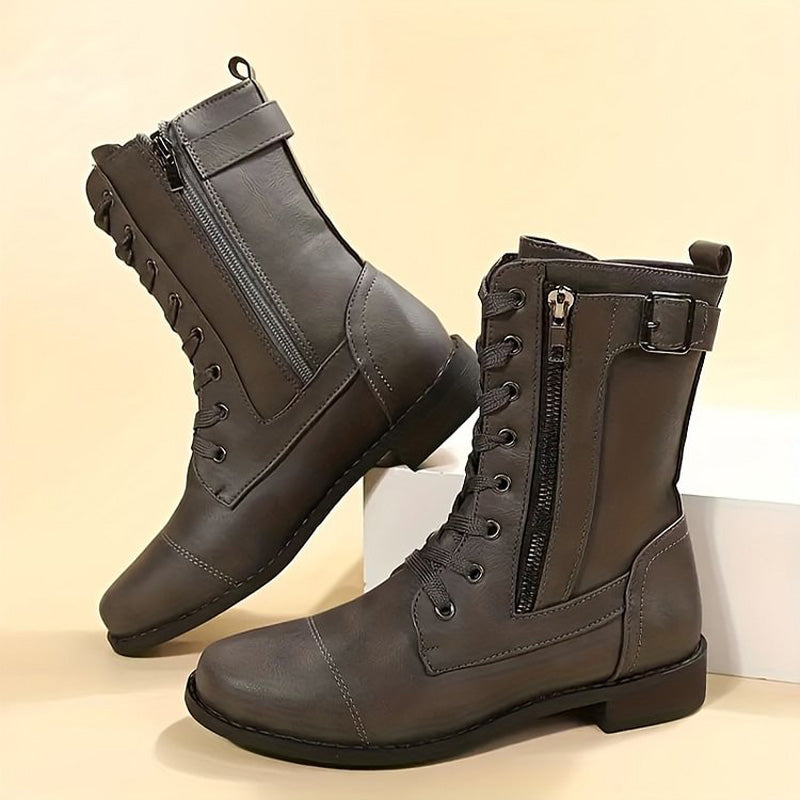 Luvrefashion | Emma Lace Up Combat Boots in Brown - image 19
