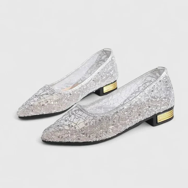 Thalia | Women's Pointed Toe Ballet Flats - Beige - Image 4